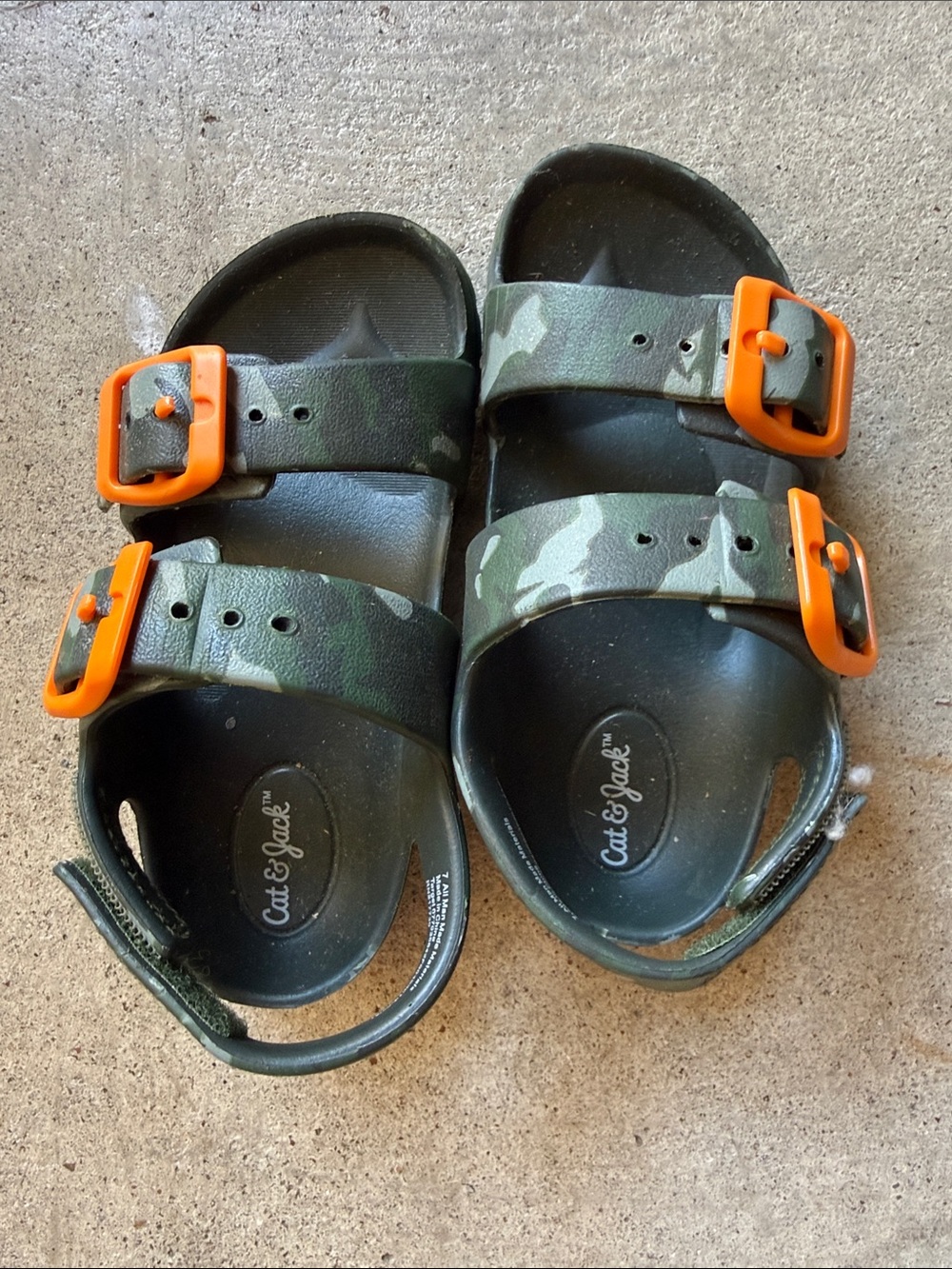 Cat & Jack Kids' Camo Sandals with Orange Buckles Light Wear